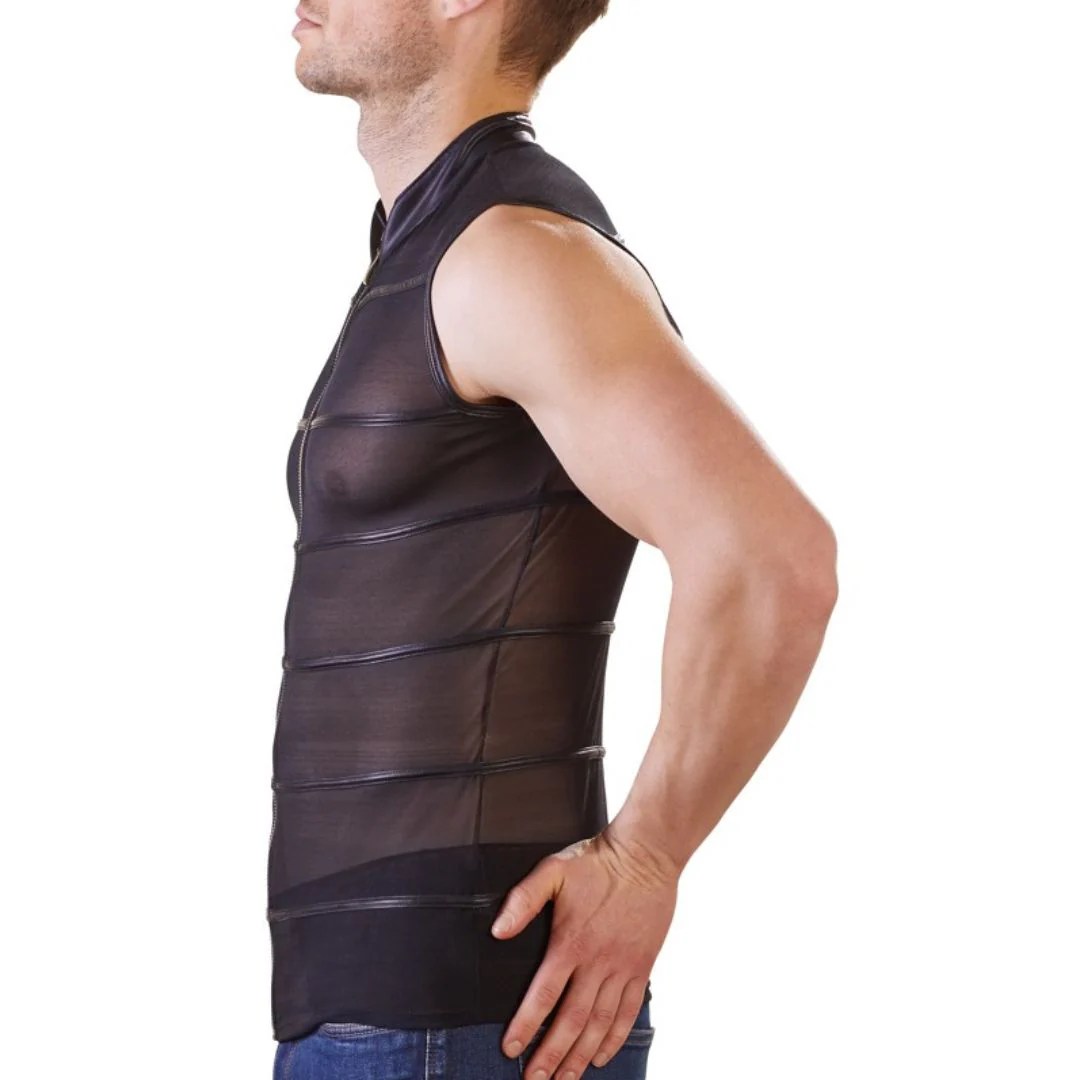 Ärmelloses Shirt aus Powernet mit Reißverschluss