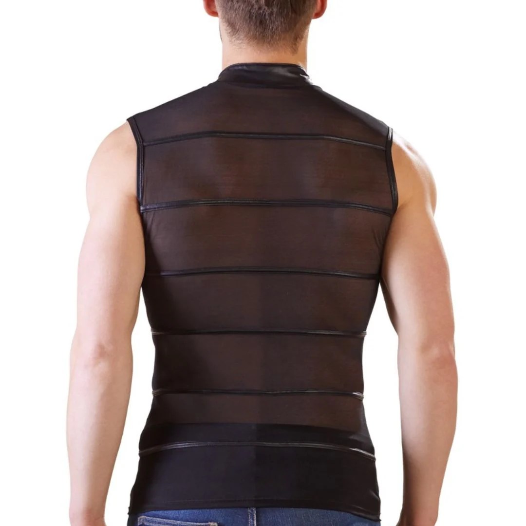 Ärmelloses Shirt aus Powernet mit Reißverschluss