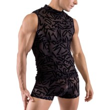 Semi-transparentes, ärmelloses Shirt mit Buchstaben-Print Semi-transparentes, ärmelloses Shirt mit Buchstaben-Print