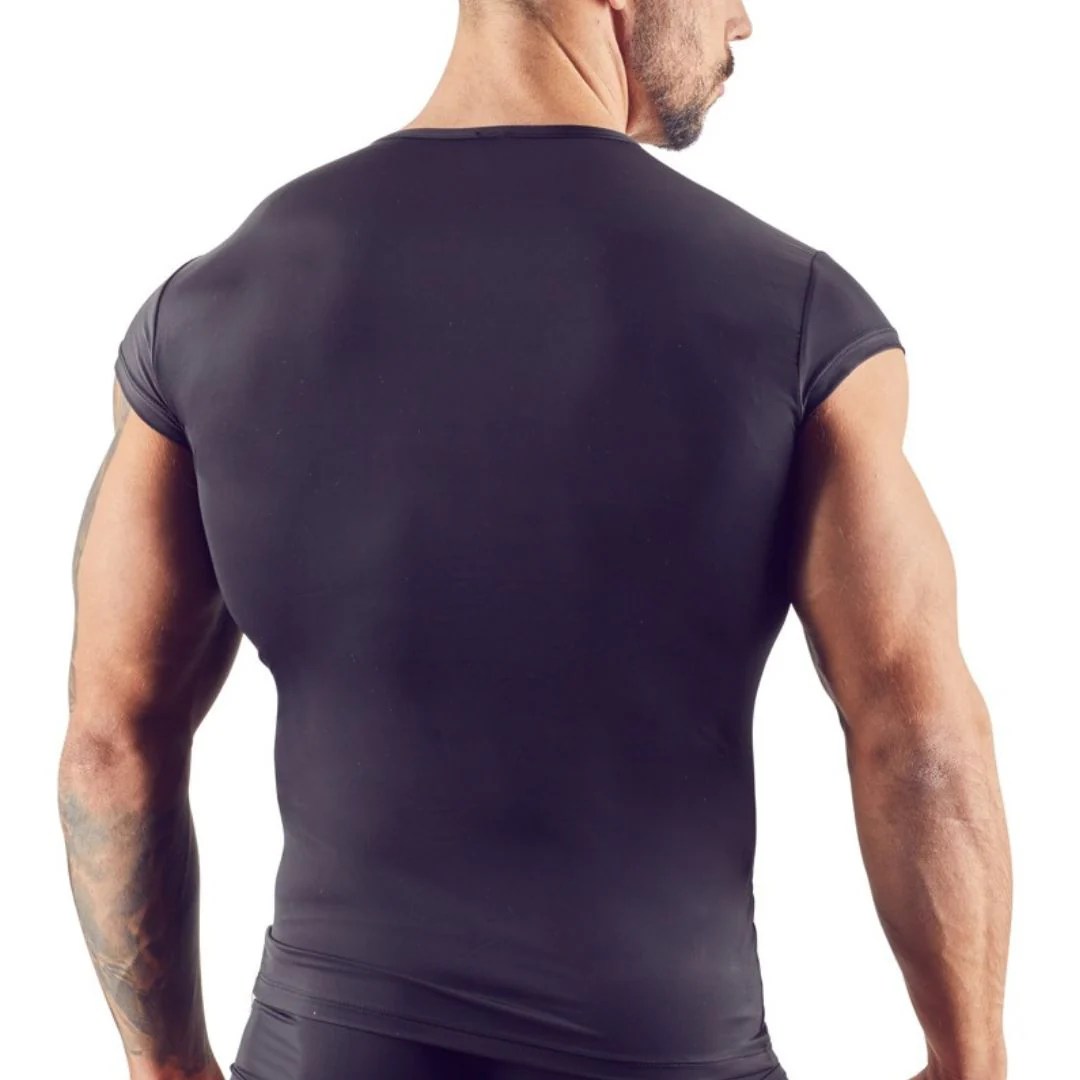 Dünnes Shirt aus Mikrofaser mit kurzen Ärmeln