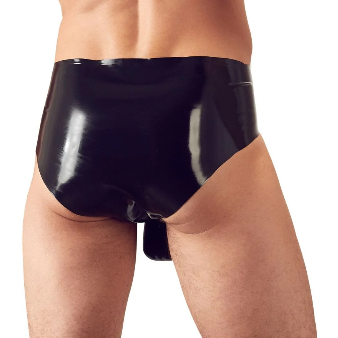 Slip aus Latex mit genoppter Penis- und Hodensleeve