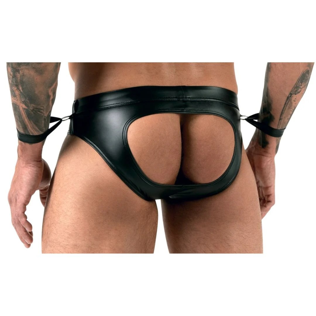 Pofreier Jock-Slip im Mattlook mit Handfesselriemen