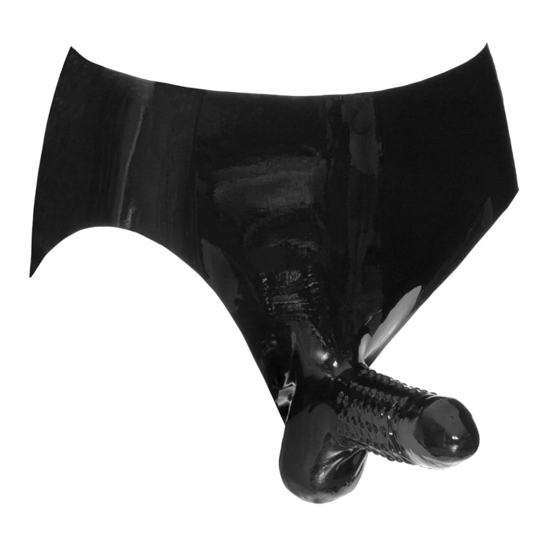 Slip aus Latex mit genoppter Penis- und Hodensleeve