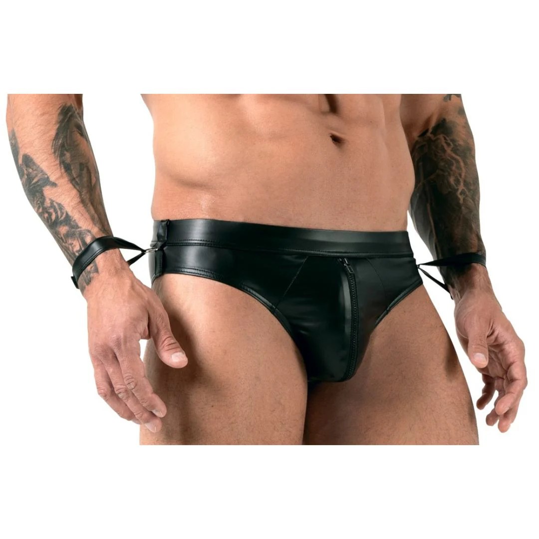 Pofreier Jock-Slip im Mattlook mit Handfesselriemen