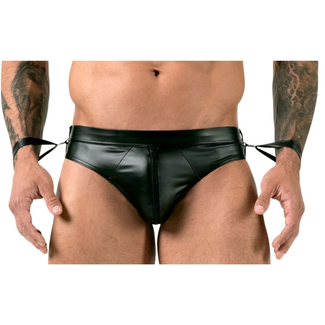Pofreier Jock-Slip im Mattlook mit Handfesselriemen