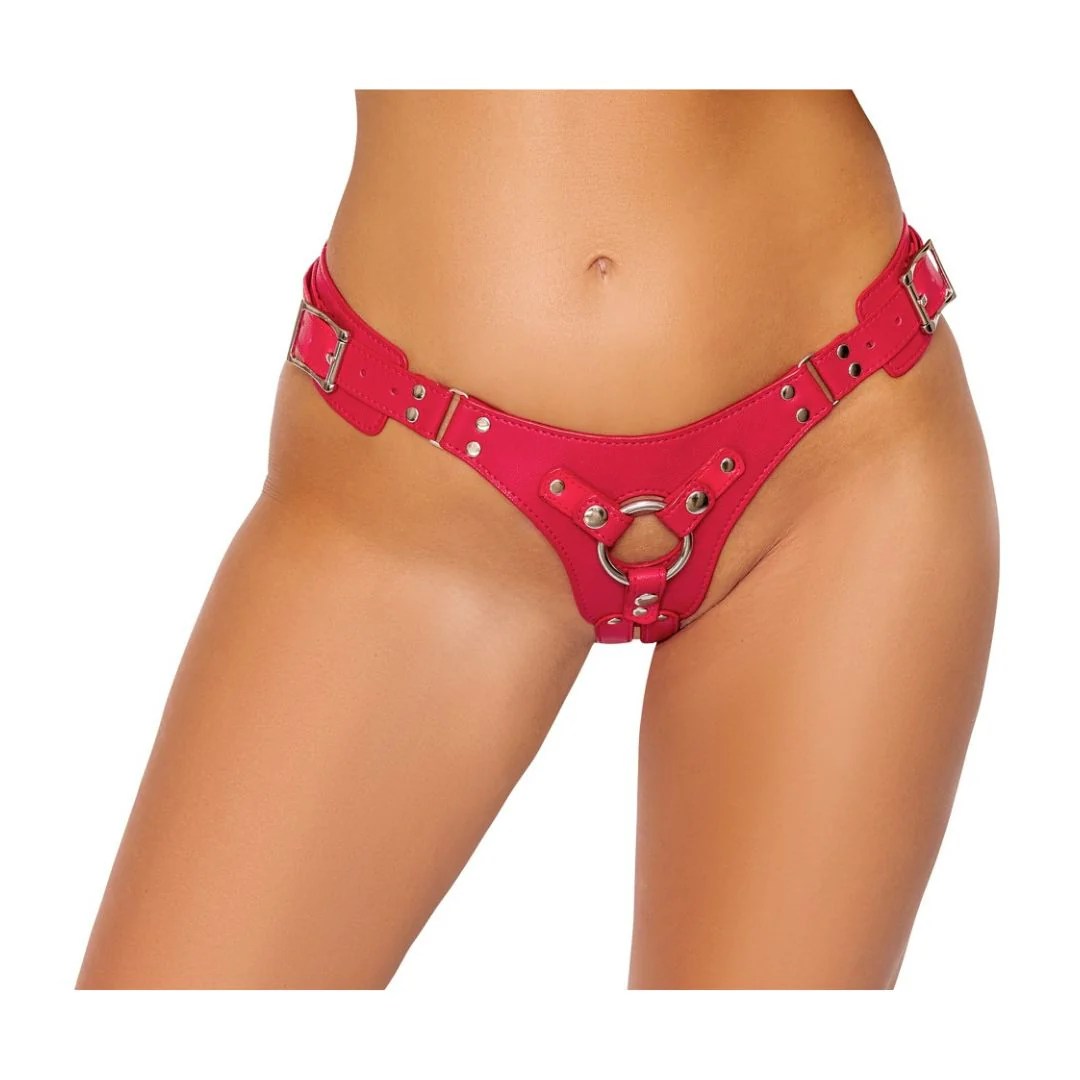 Umschnallgurt aus rotem Lederimitat