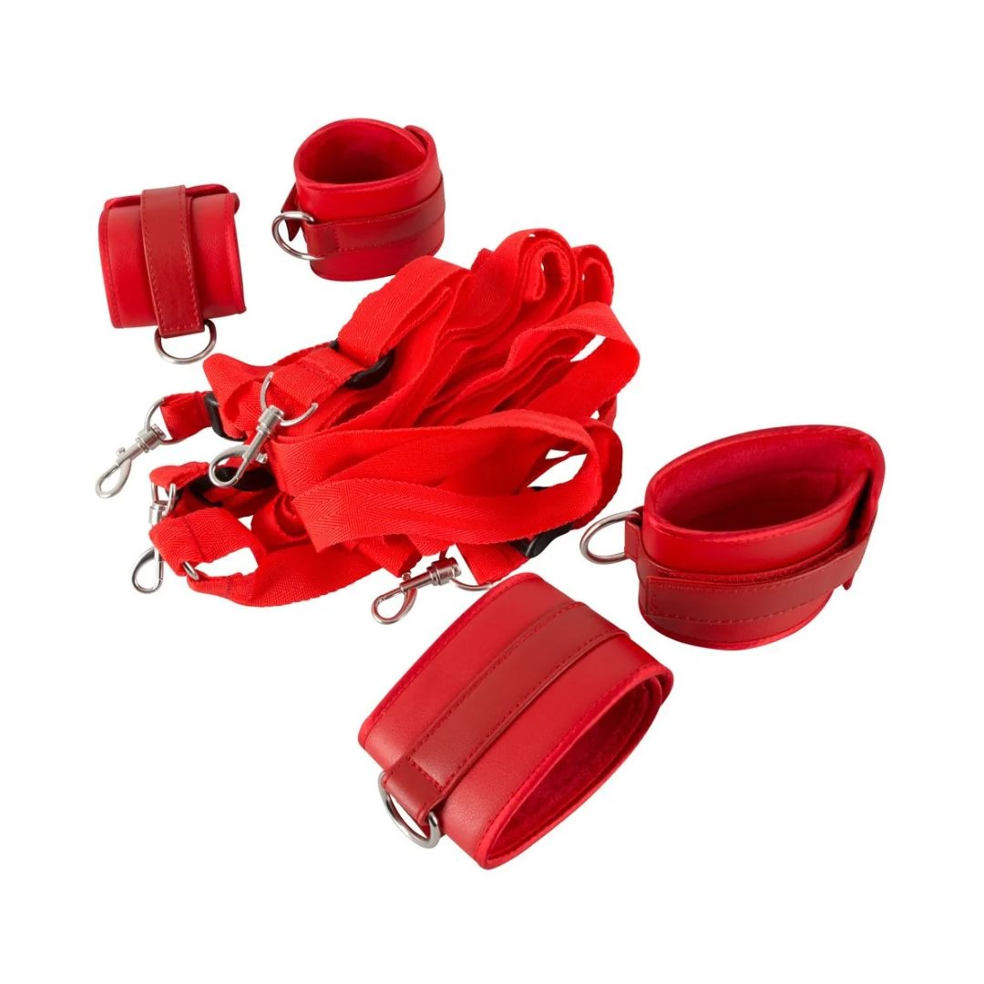 Bettfessel-Set in roter Lederoptik