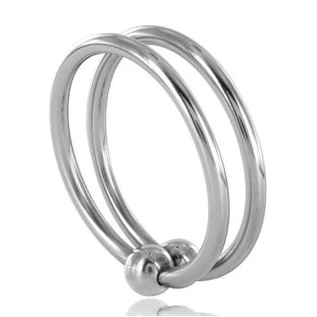 Doppel Penisring aus Metall mit Hodenring