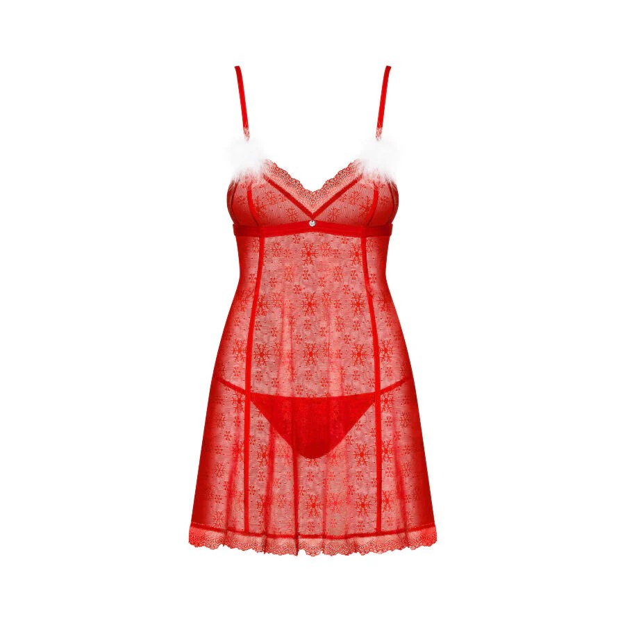 Santa Girl Babydoll aus Spitze plus String