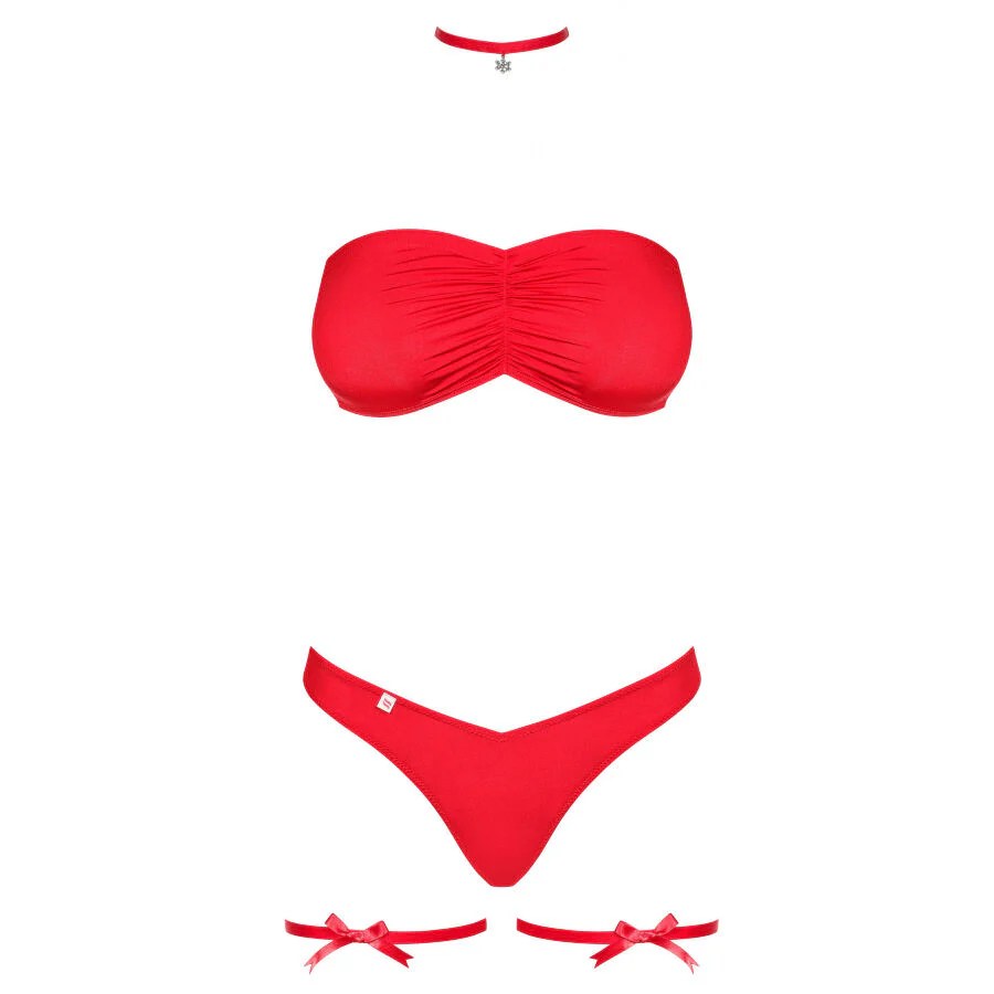 Kissmas Dessous-Set plus Choker und Strumpfbänder