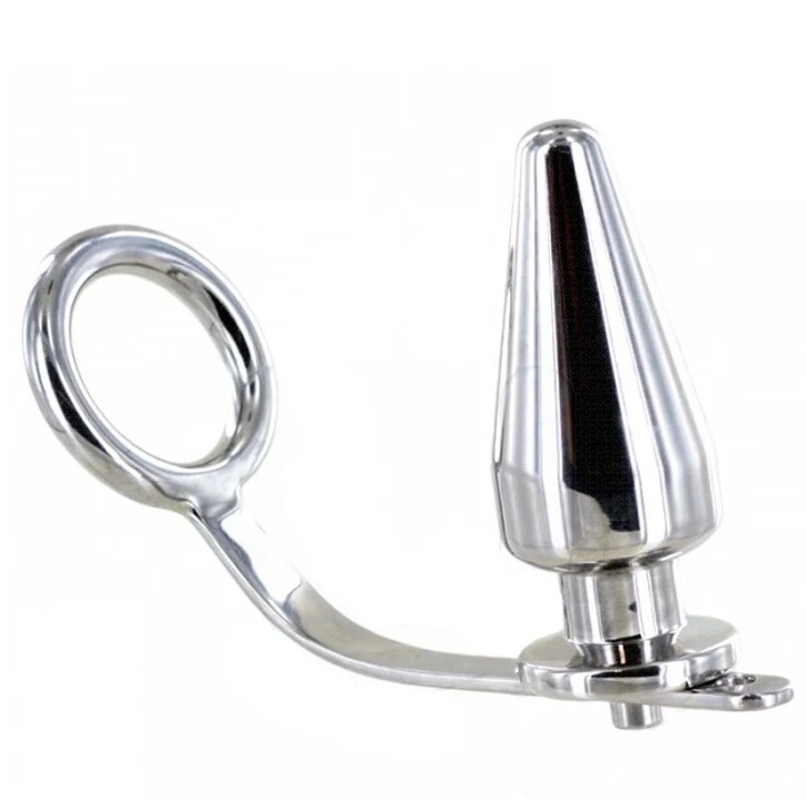 Metalhard cock ring mit stecker anal 80 x 55 mm