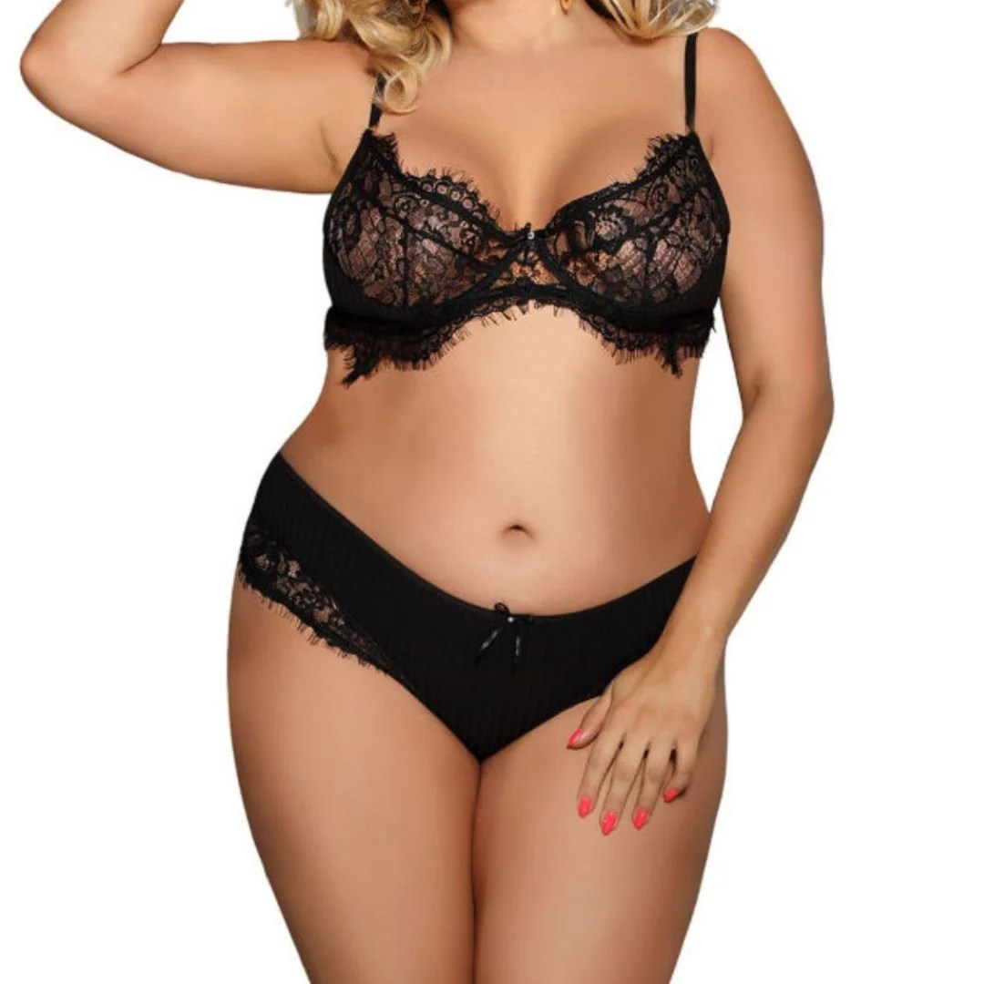 BH und Slip mit Fransen und Spitze, L/XL - SALE