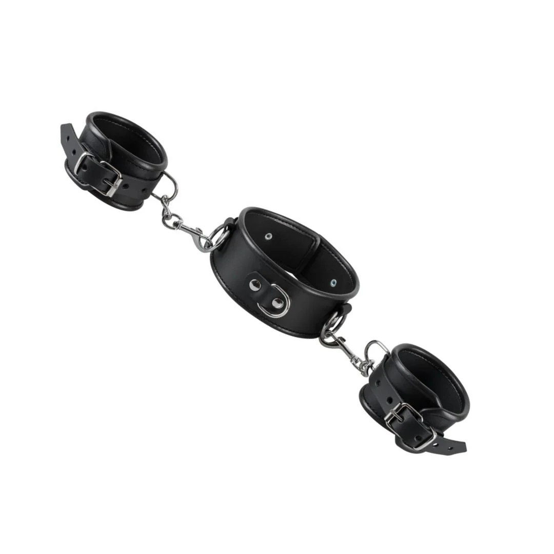 Halsfessel mit Handfesseln aus Leder