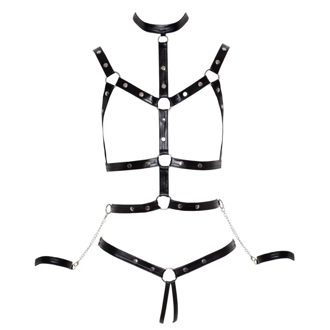 Brustharness plus String ouvert mit Handfesseln