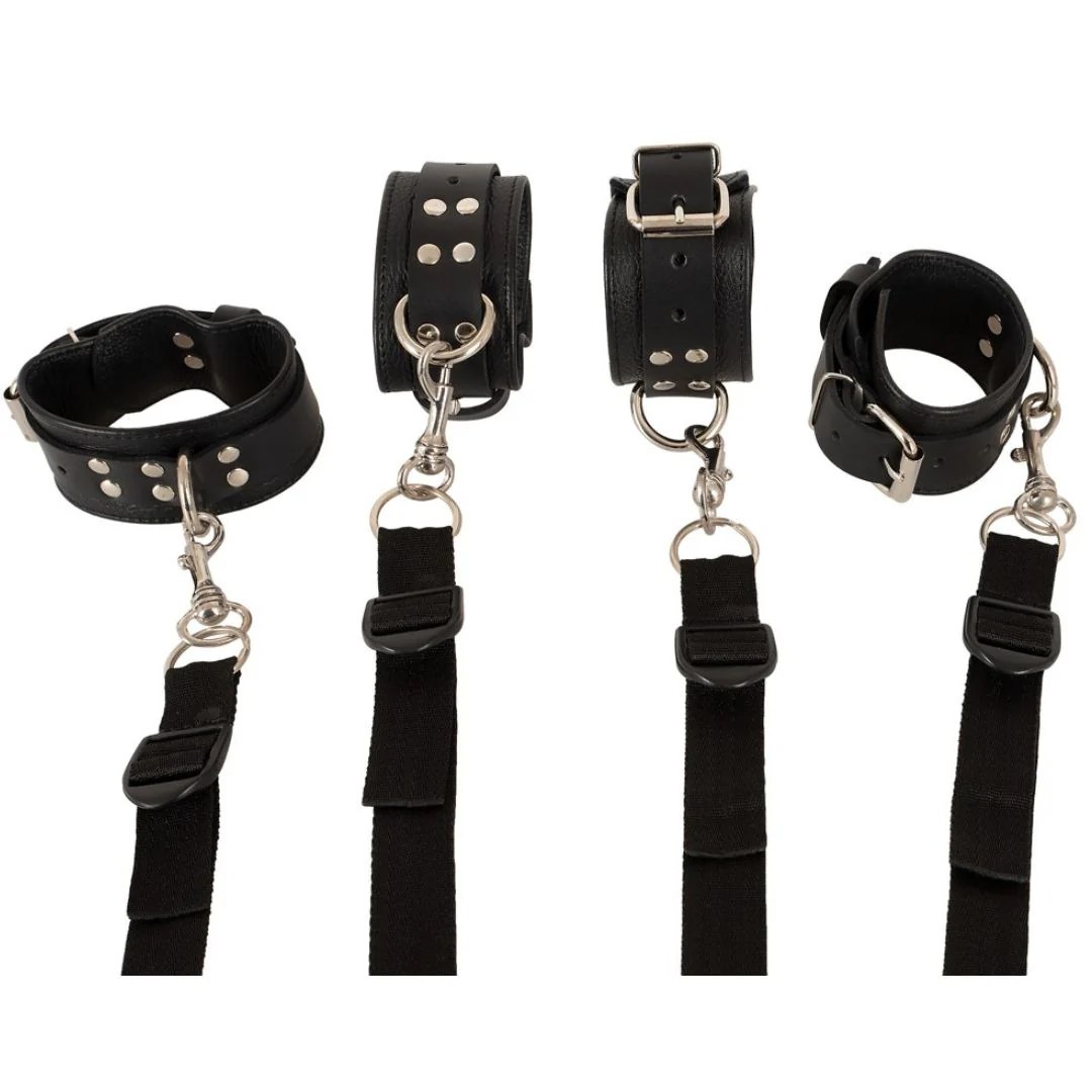 Bettfessel-Set aus Leder mit Hand- und Fußfesseln