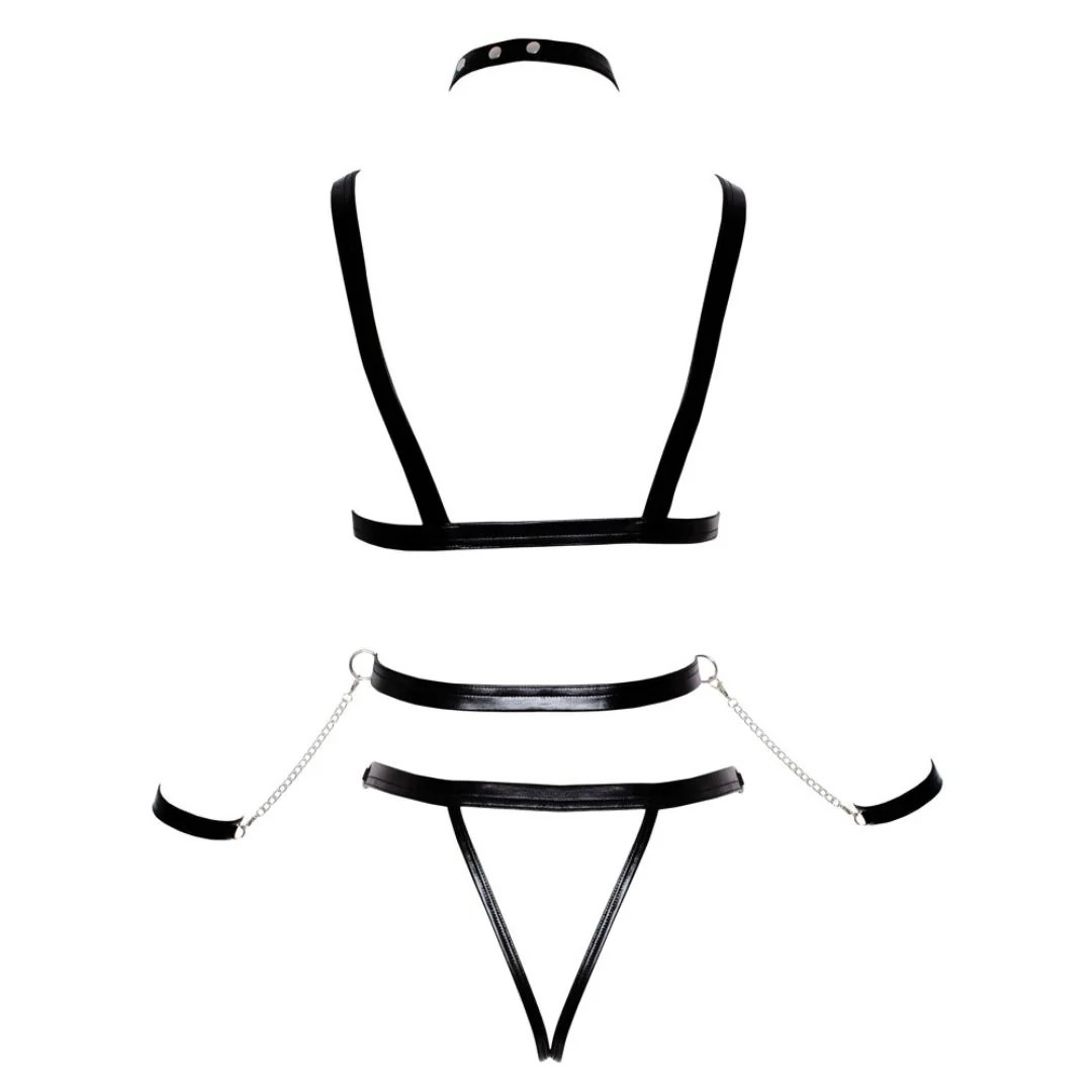 Brustharness plus String ouvert mit Handfesseln