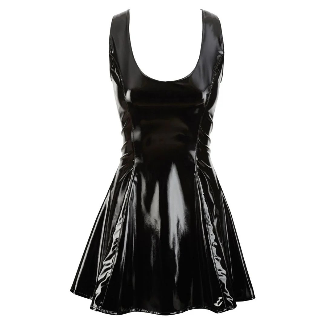 Minikleid aus Lack mit ausgestelltem Rock