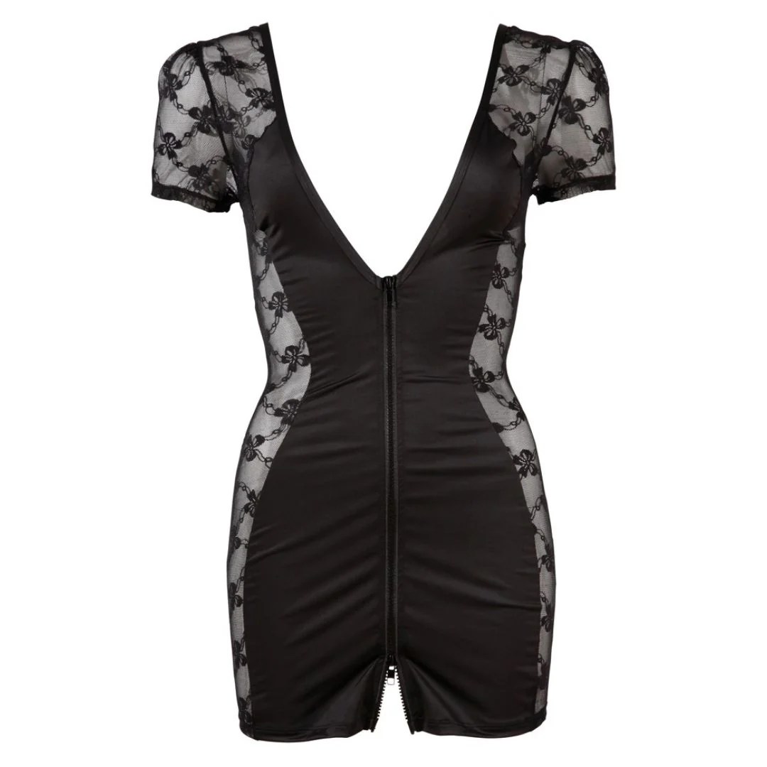 Minikleid mit seitlichen Spitzeneinsätzen