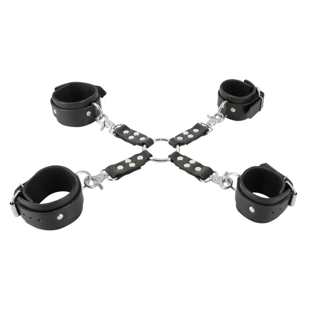 Leder Hogtie Fessel-Set, 3-teilig