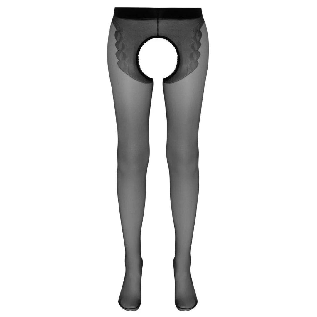 Strap-Strumpfhose ouvert mit roter Ziernaht