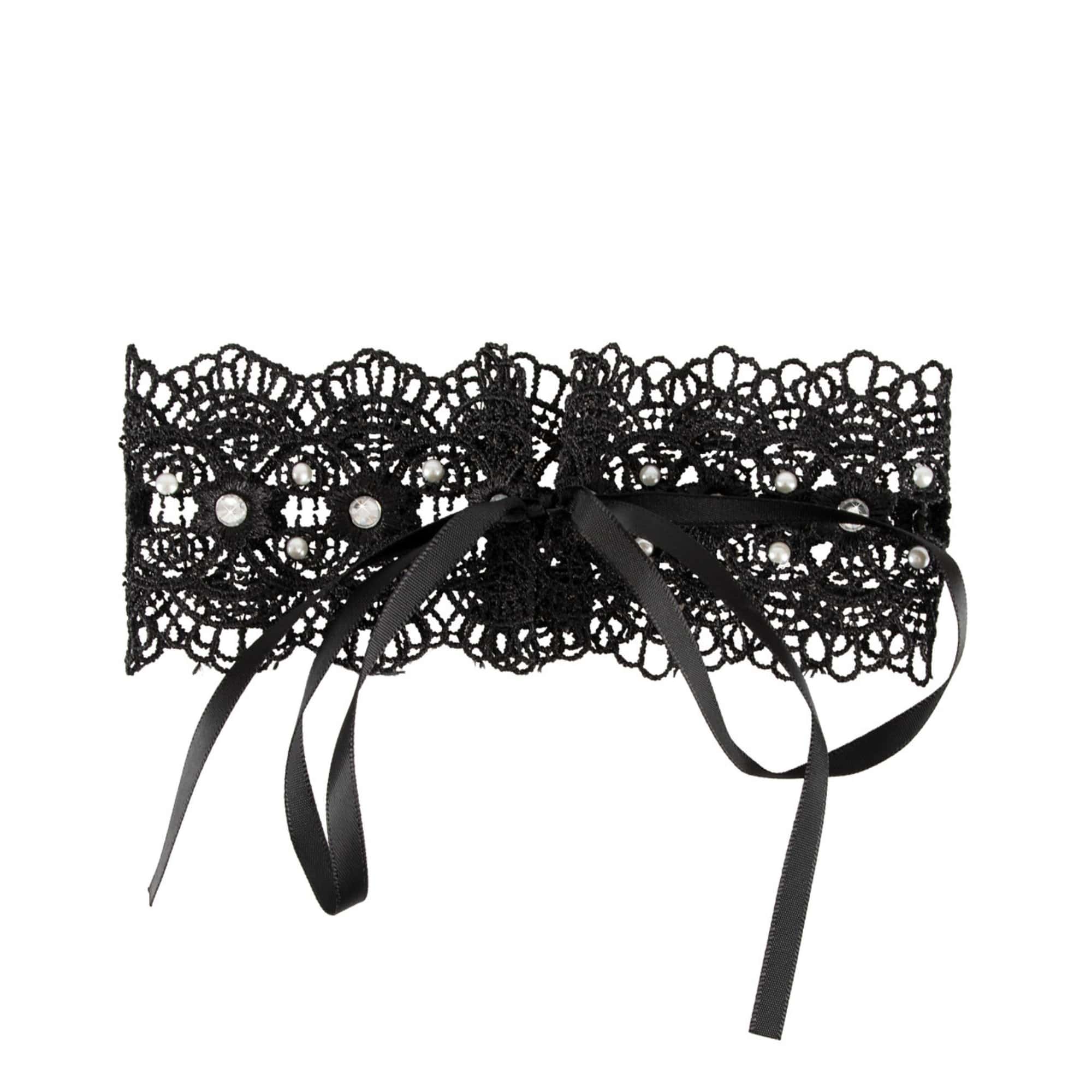 Spitzen-Halsband mit Perlen und Strass