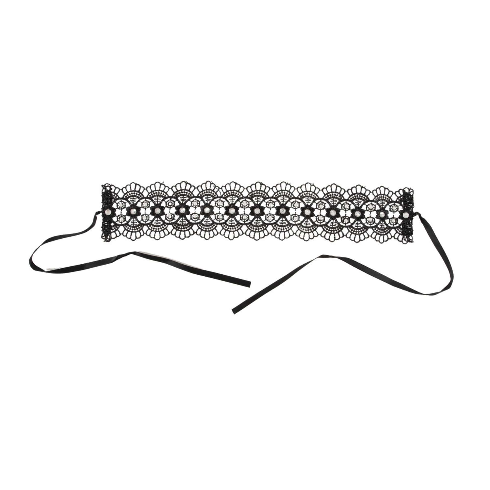 Spitzen-Halsband mit Perlen und Strass