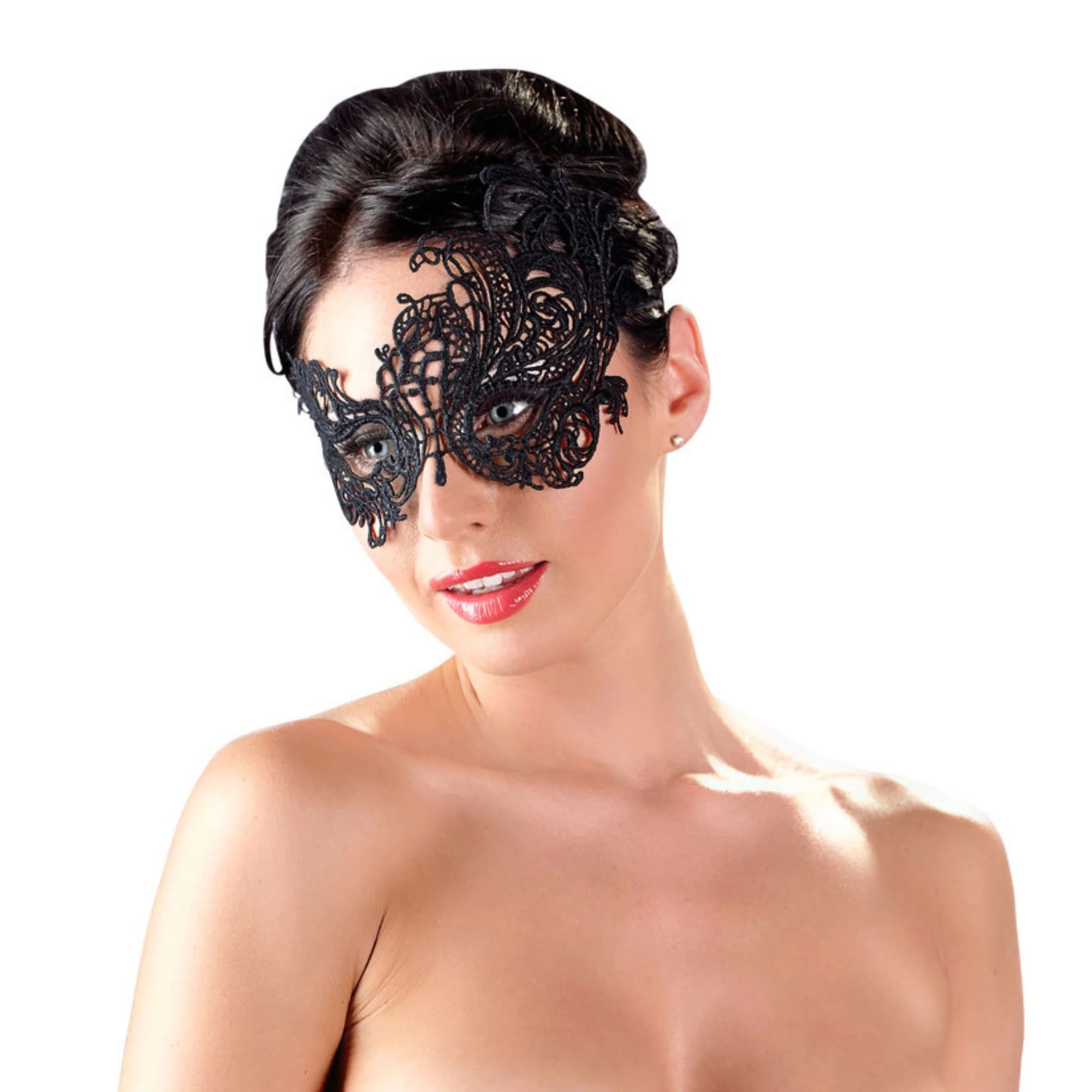 Venezianische Augenmaske mit asymmetrischer Stickerei