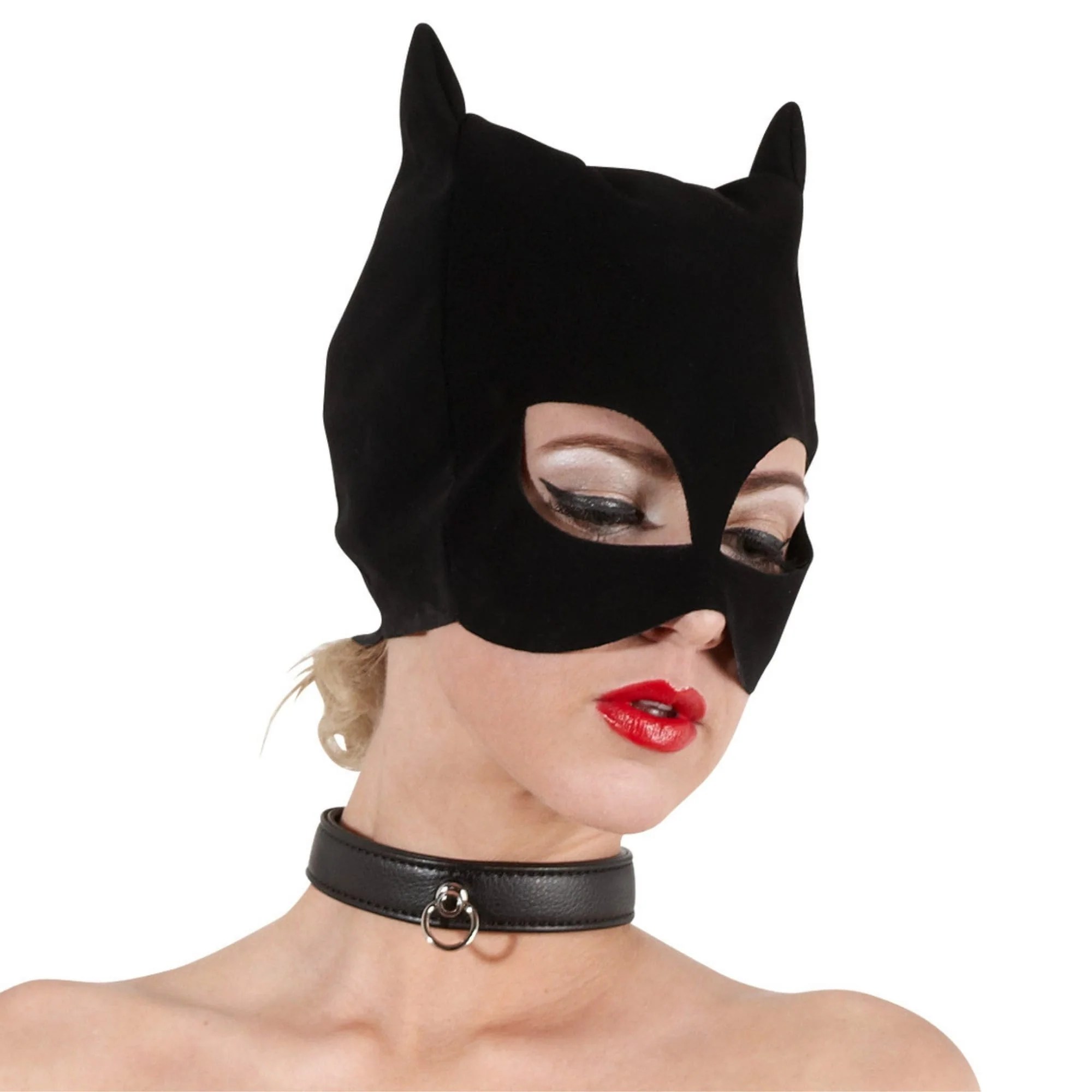Samtige Katzenmaske in schwarz