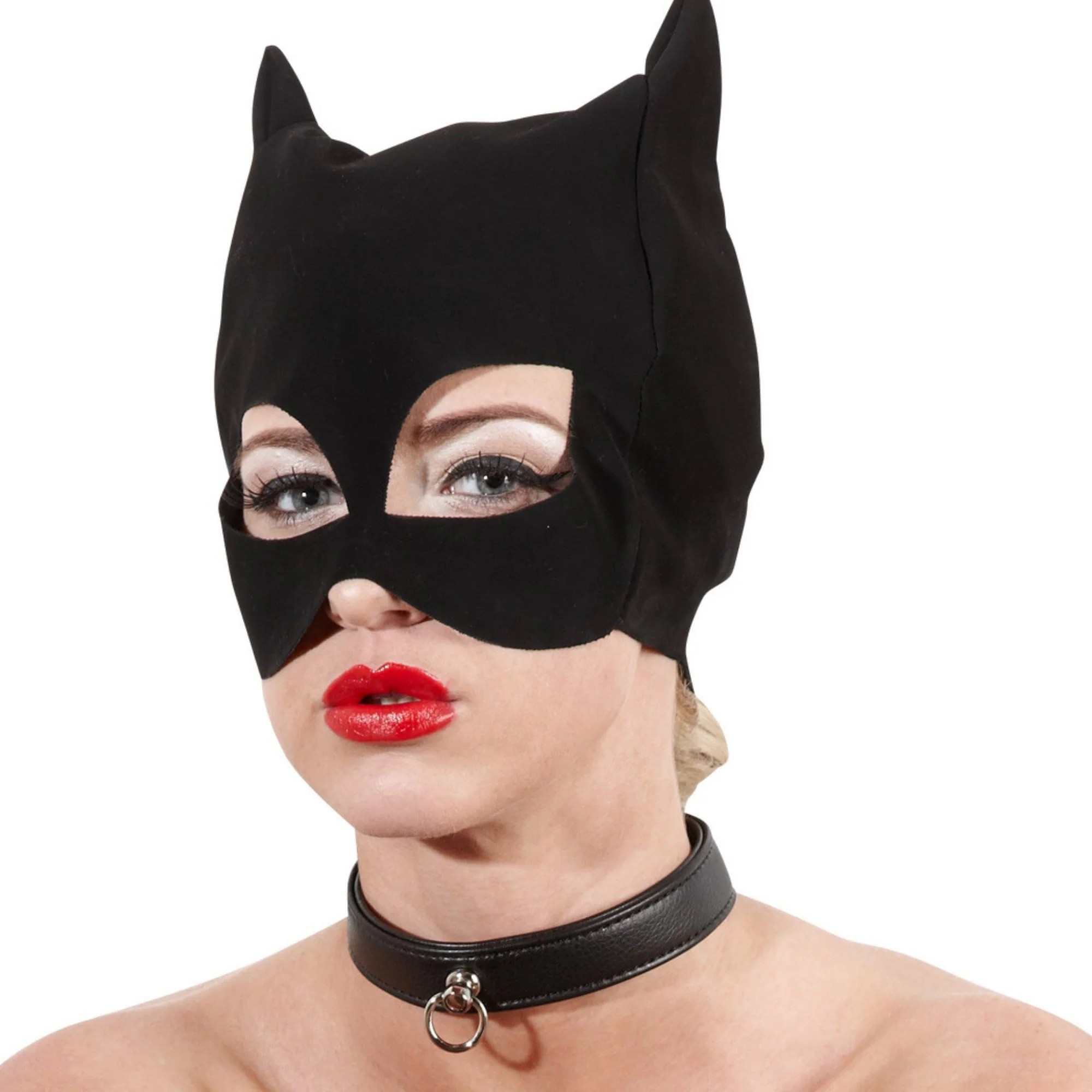 Samtige Katzenmaske in schwarz