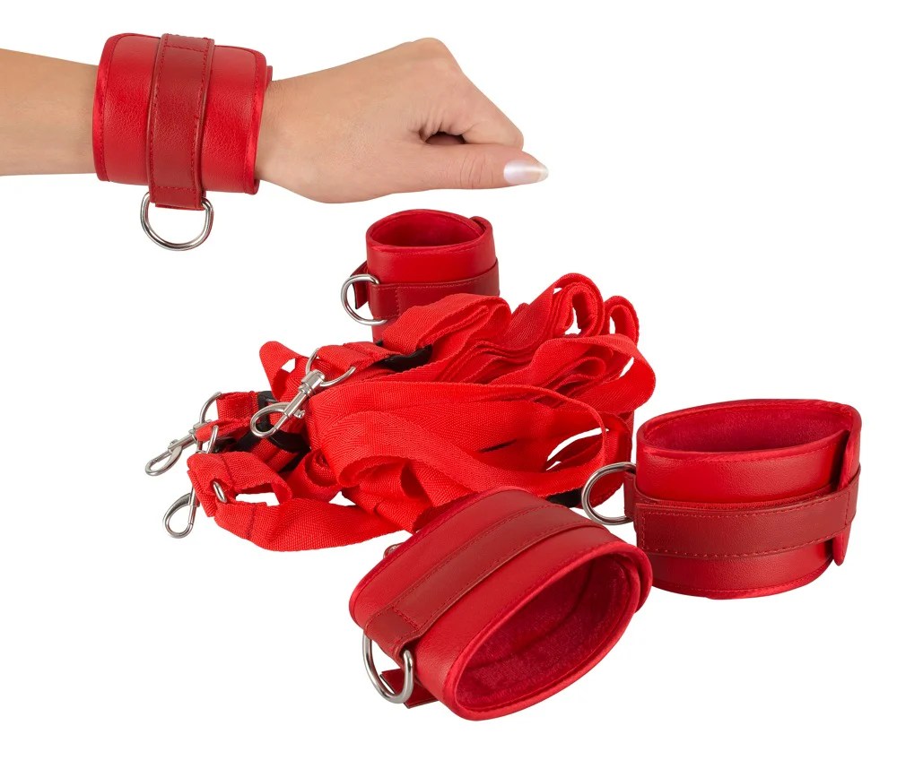 Bettfessel-Set in roter Lederoptik