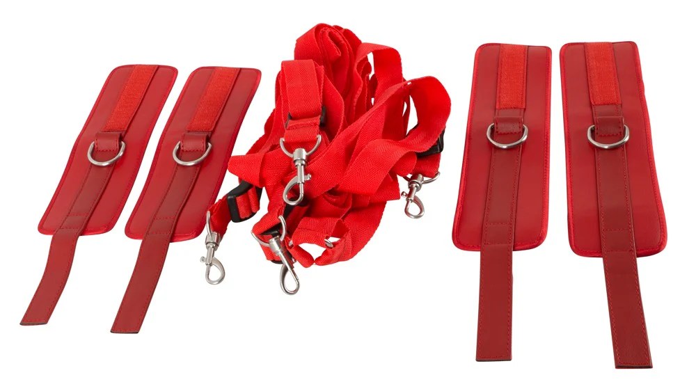 Bettfessel-Set in roter Lederoptik
