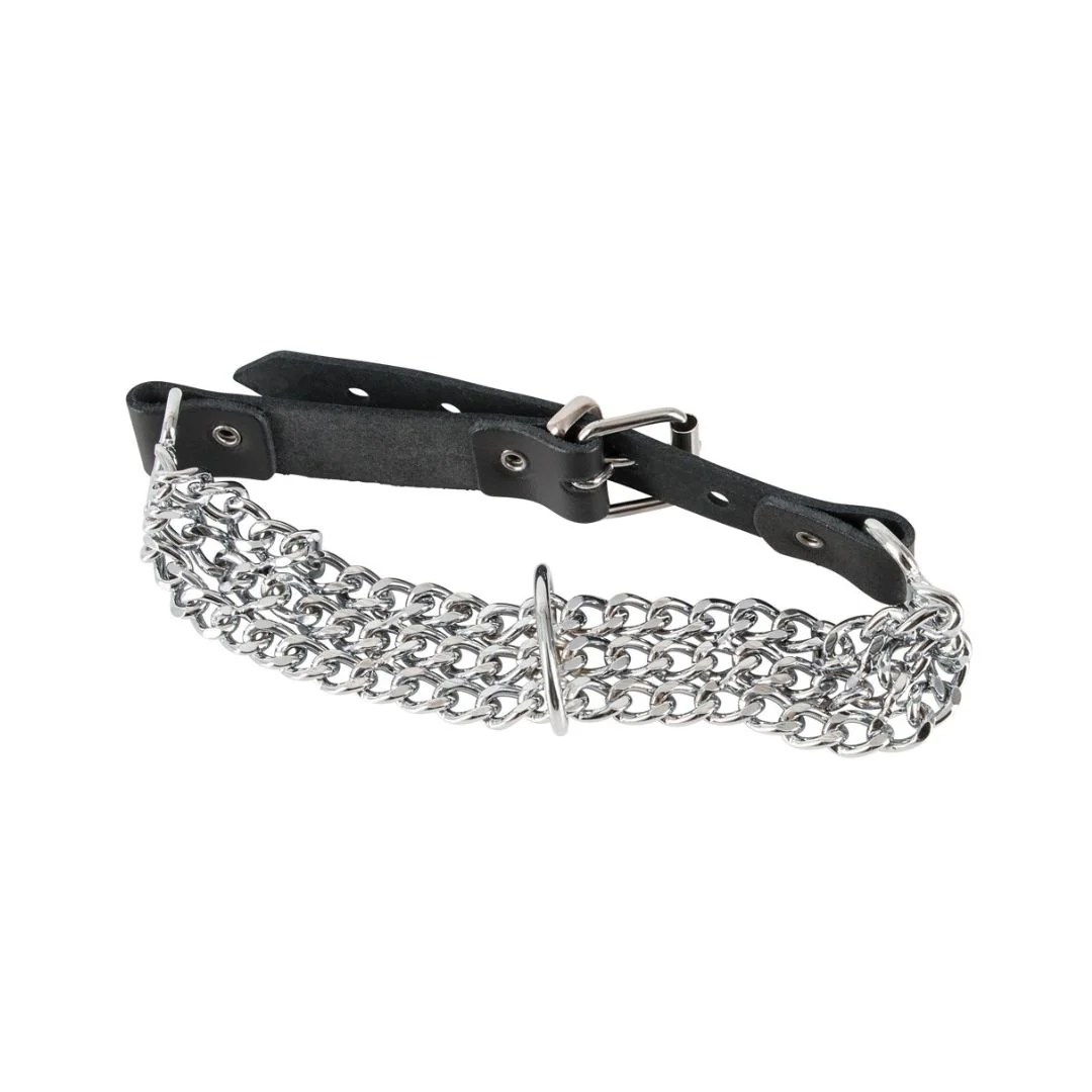 Leder-Halsfessel mit Metallketten