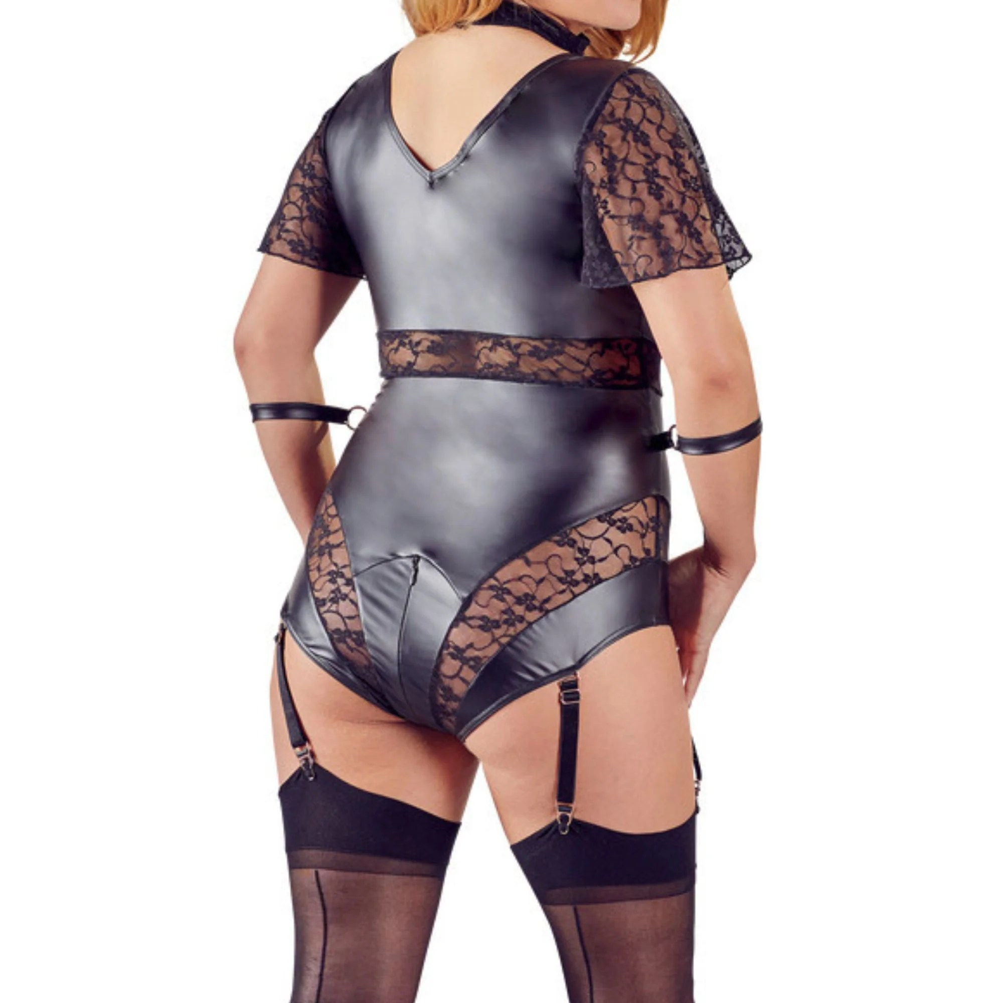 Body mit Strapsen, mit Armfesseln, 4XL - SALE