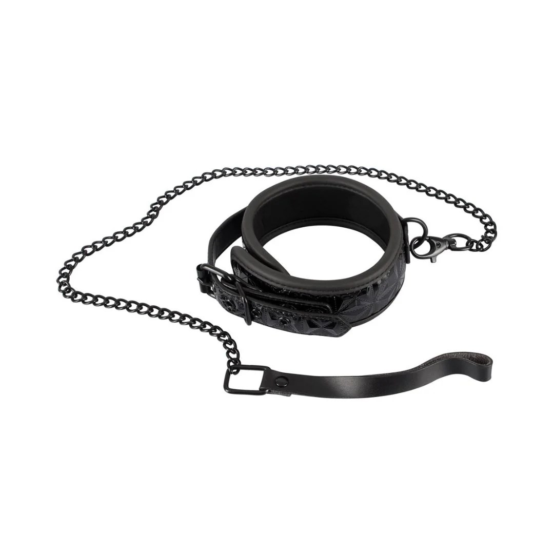 Halsfessel in Diamanschliff-Optik plus Leine