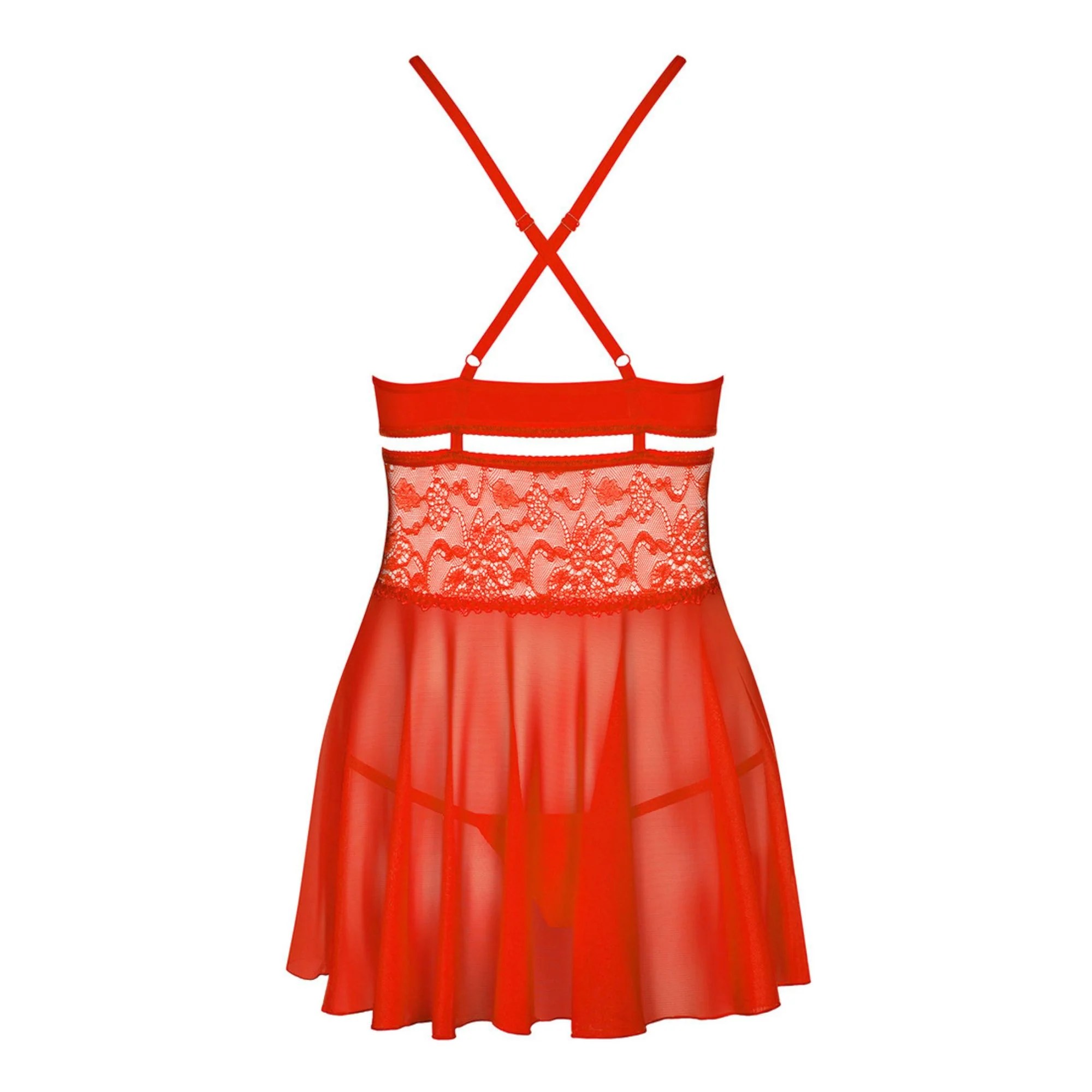 Negligé mit dekorativer Spitze plus String, S/M - SALE