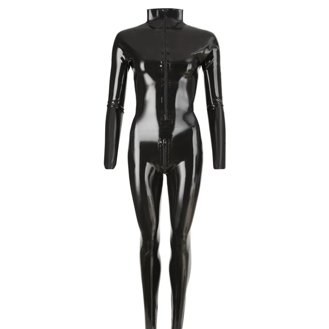 Langarm-Catsuit aus Latex mit Front- und Schritt-Reißverschluss