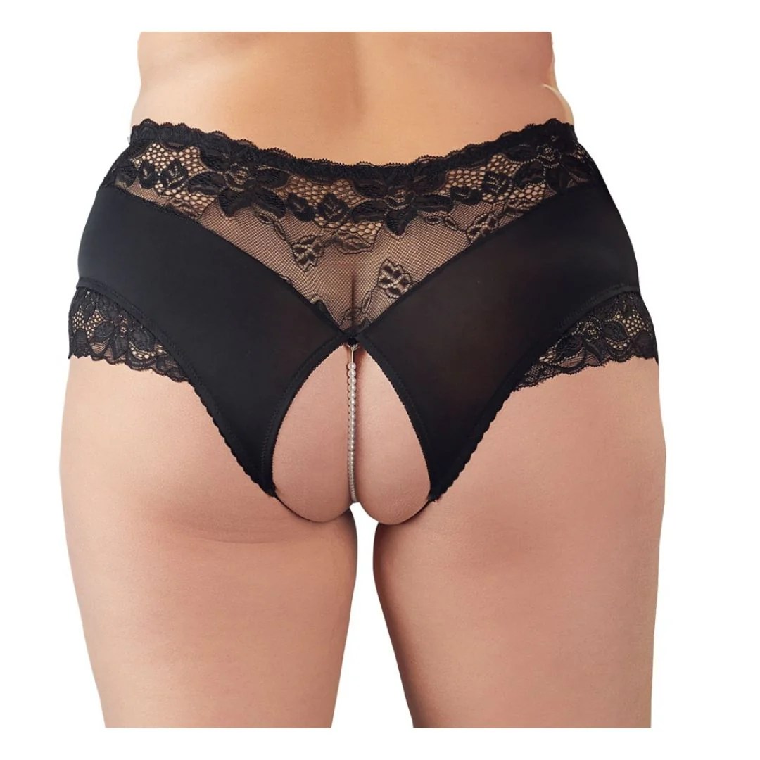 Spitzenslip ouvert mit Perlenkette im Schritt, 3XL - SALE