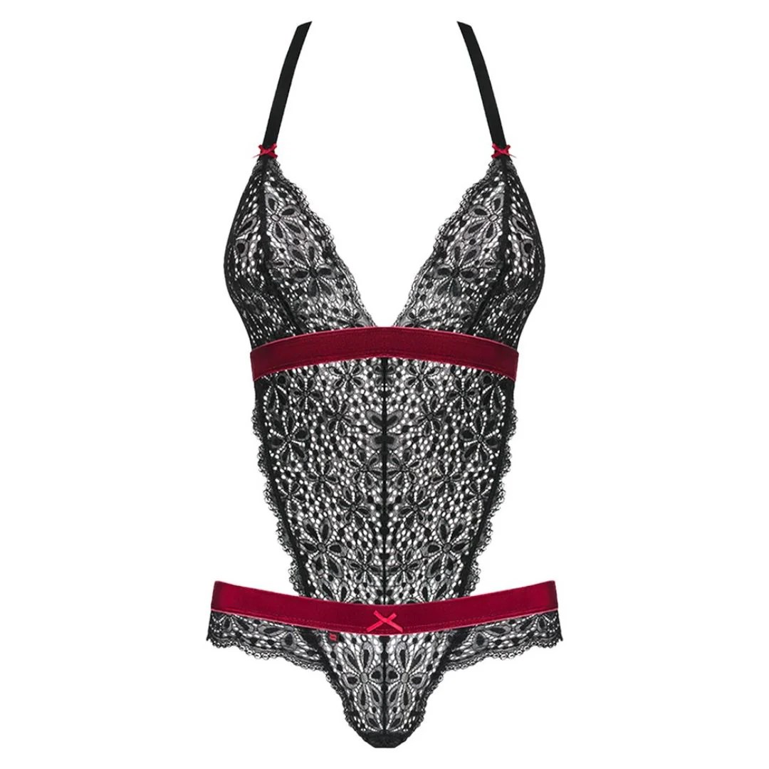 Rio-Body aus feiner Spitze mit Samtbund