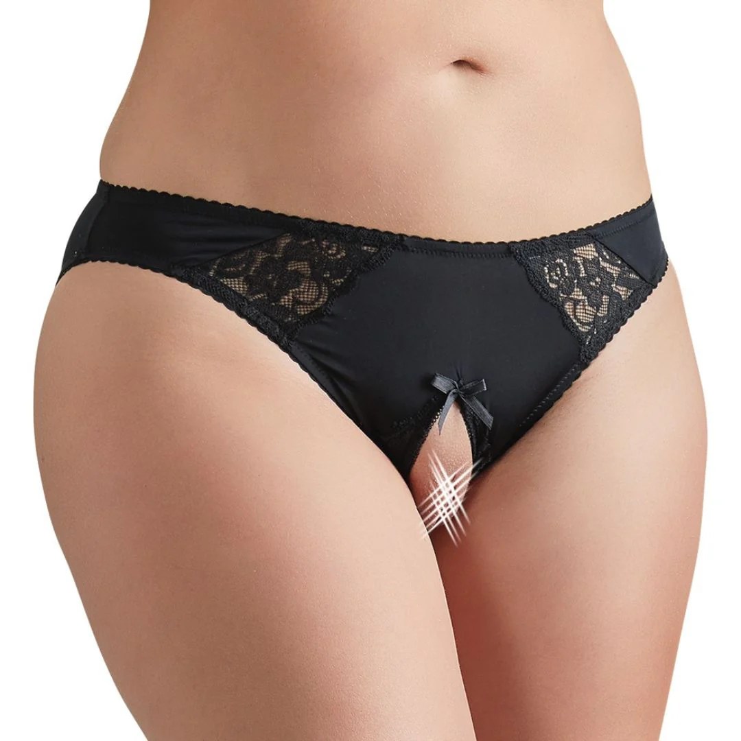 Slip ouvert mit Spitze und Zierschleife