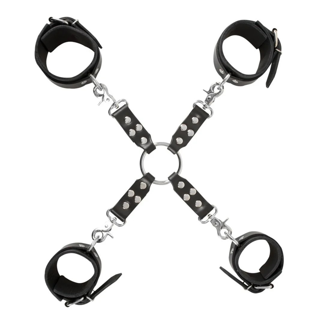 Leder Hogtie Fessel-Set, 3-teilig
