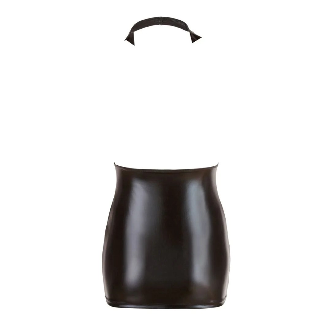 Neckholder-Kleid im Wetlook mit tiefem V-Ausschnitt