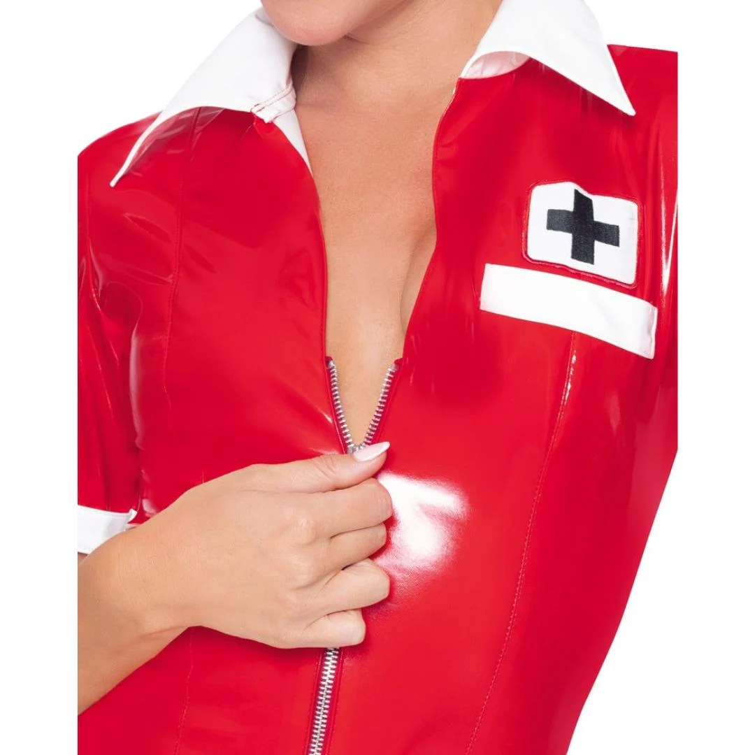 Krankenschwester Minikleid plus Haube aus Lack