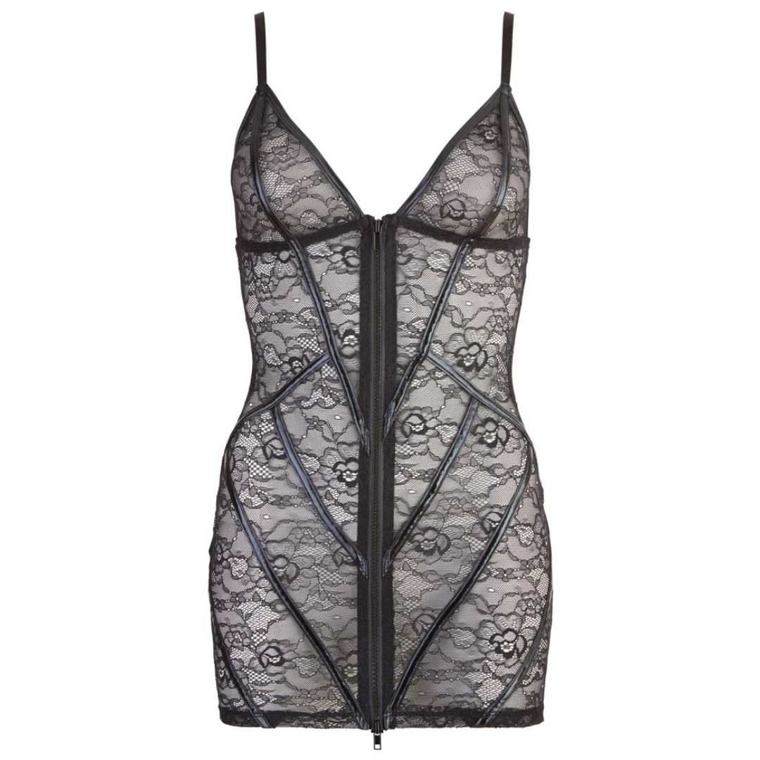Minikleid ouvert aus Spitze mit Wetlook-Details