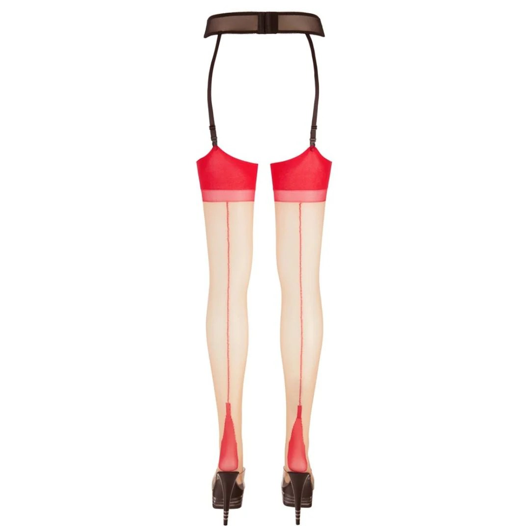 Straps-Strümpfe mit Naht hinten und Hochferse