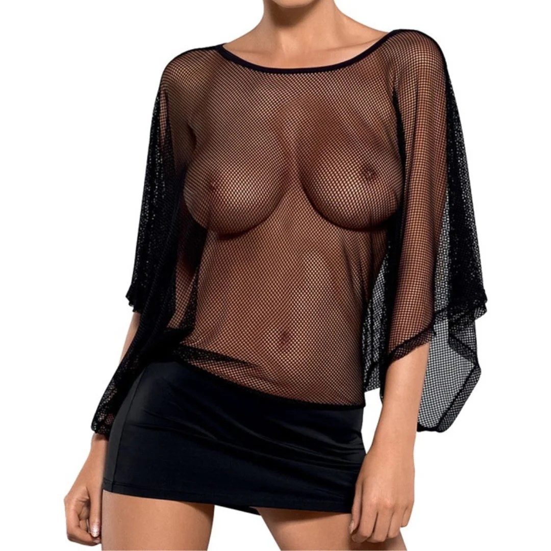 Minikleid mit transparentem Oberteil plus String