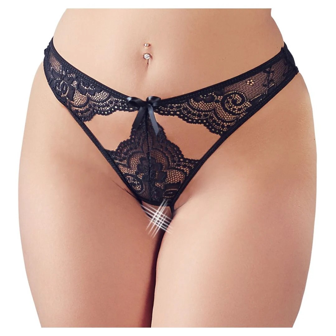 Slip ouvert mit Cut-outs und Blütenspitze