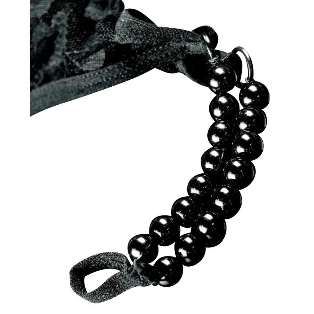 String mit Analplug und Doppel-Perlenkette
