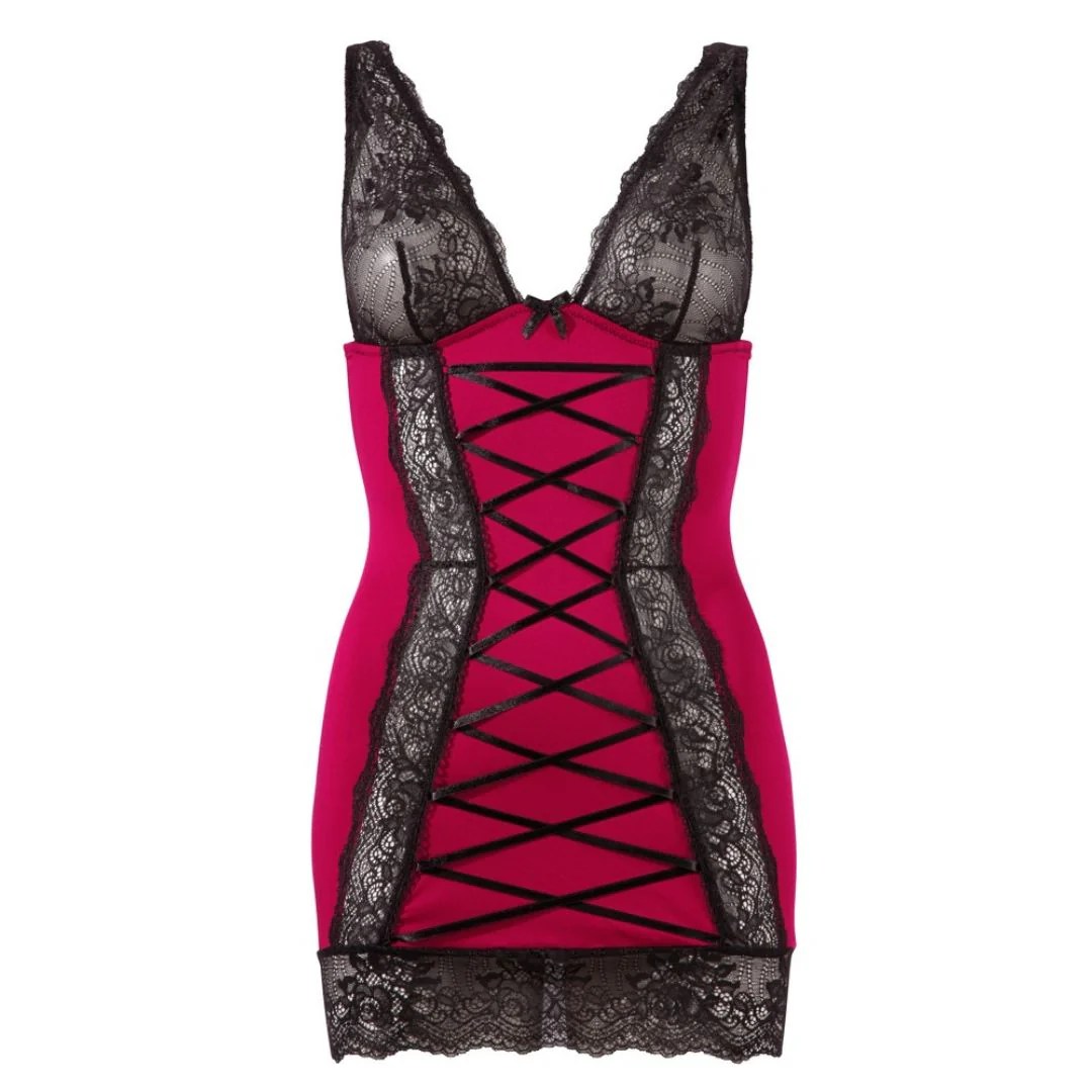 Minikleid mit Zierschnürung und Spitze