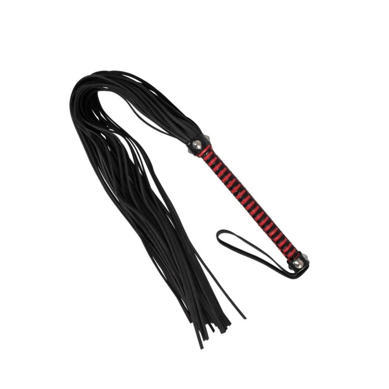 Peitsche mit zweifarbigem Griff und Lederriemen