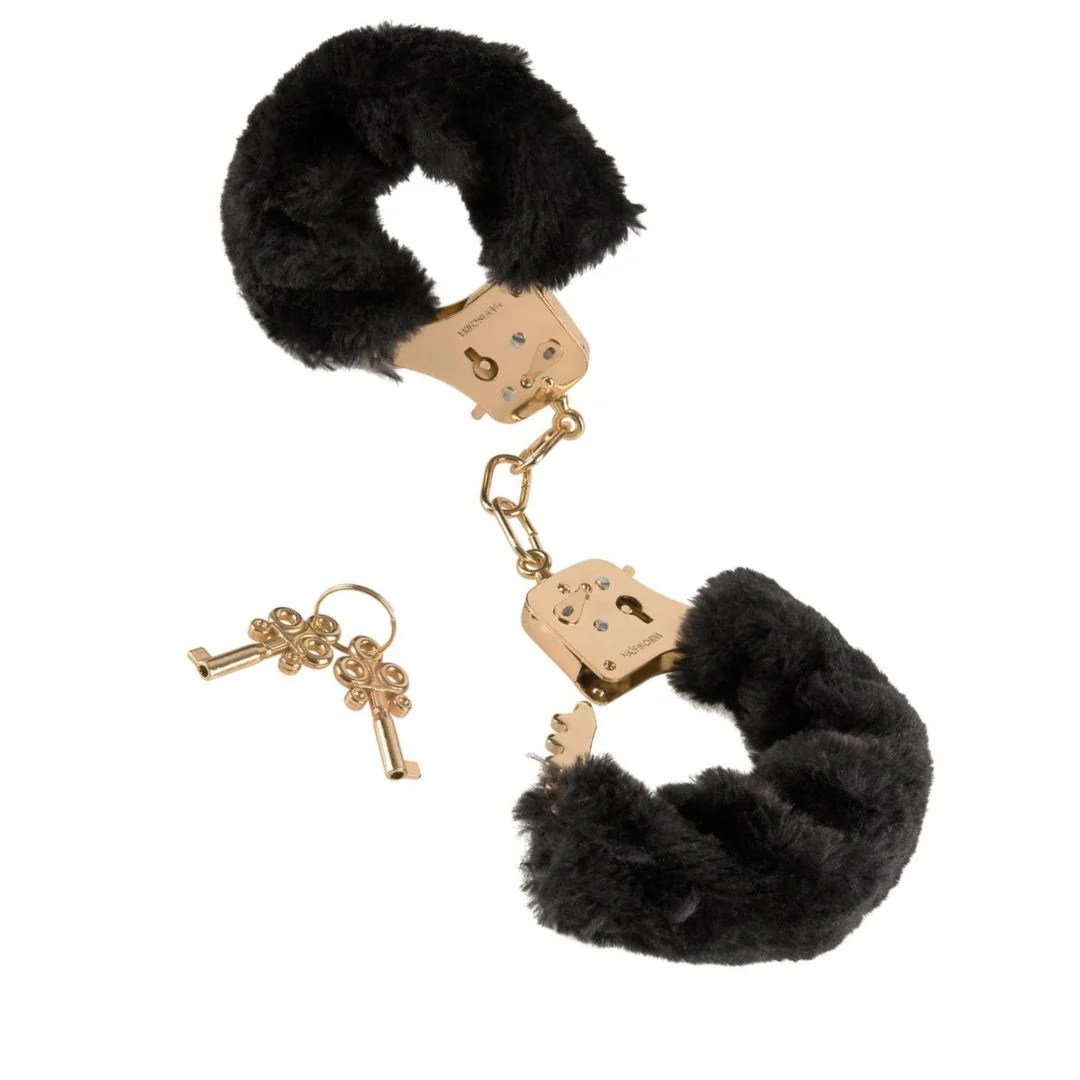 Handschellen in Gold-Optik mit Plüsch